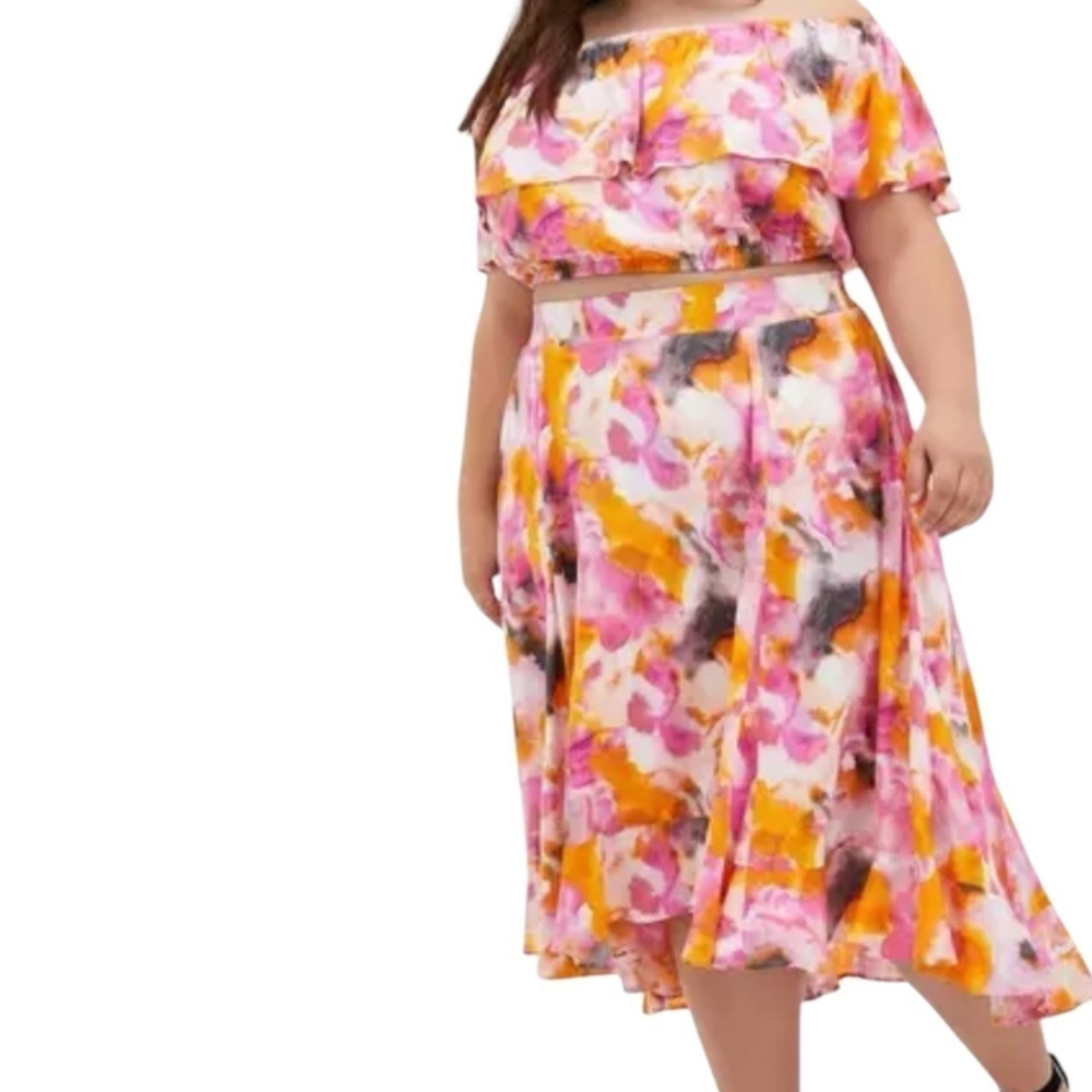 Torrid Water Colored Tie‎ Dyed Off The Shoulder Skirt Set